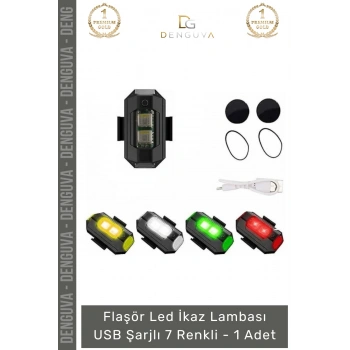 #BisikletLambası Flaşör Motosiklet Bisiklet Scooter Uyumlu USB Şarjlı Mini Taşınabilir Led İkaz Lambası 7 Renkli
