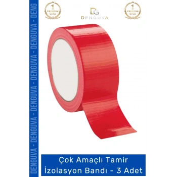 #İzolasyonBandı Kırmızı Tamir Yalıtım Montaj Güçlü Dayanıklı Onarım İzolasyon Bandı 48mm x 10m - 3 Adet