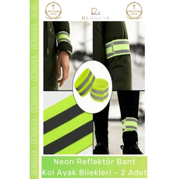 #ReflektörBant Neon Sarı Ultra Parlak Gece Güvenliği Esnek Cırtlı Reflektör Bant Kol Ayak Bilek - 2 Adet