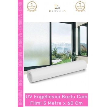 #CamFilmi UV Engelleyici Gizlilik Sağlayan Yapışkanlı Dekoratif Buzlu Cam Filmi 5 Metre x 60 Cm