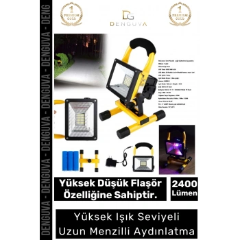 #Projektör 30W COB LED 2400 Lümen IP44 Su Geçirmez SOS Modlu Taşınabilir Kamp Şarjlı Spot Lamba Projektör