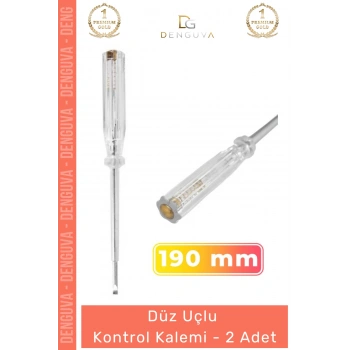 #KontrolKalemi Profesyonel Sağlam Dayanıklı Sanayi Tipi Kaliteli Çelik Düz Uçlu Kontrol Kalemi 190 mm - 2 Adet