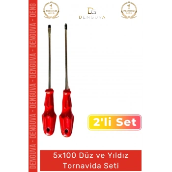 #Tornavida Profesyonel Dayanıklı Çelik Ergonomik Saplı Takımı Düz Yıldız 2li Tornavida Seti 5x100