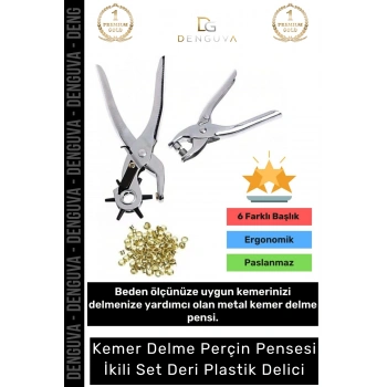 #PlastikDelici Profesyonel 6 Başlıklı Ayarlanabilir Döner Kemer Pensi İkili Set Deri Plastik Delici