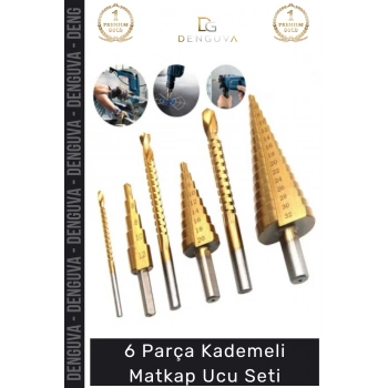 #MatkapUcu Titanyum Kaplı HSS Kademeli Metal Ahşap Delici Matkap Ucu Sac Delme 6 Parça Panç Seti