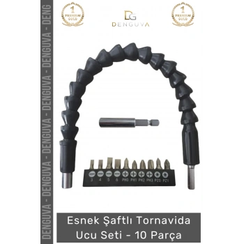 #TornavidaUcu Esnek Şaftlı Manyetik Profesyonel Matkap Uyumlu Mobilya Montaj Tamir 10 Parça Tornavida
