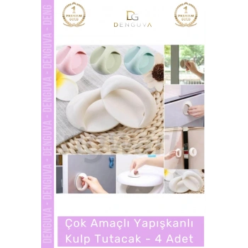 #Kulp Pratik Mobilya Çekmece Dolap Pencere Cam Kapı Kendinden Yapışkanlı Yapışkanlı Kulp Tutacak - 4 Adet