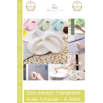 #Kulp Pratik Mobilya Çekmece Dolap Pencere Cam Kapı Kendinden Yapışkanlı Yapışkanlı Kulp Tutacak - 6 Adet