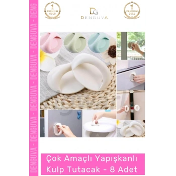#Kulp Pratik Mobilya Çekmece Dolap Pencere Cam Kapı Kendinden Yapışkanlı Yapışkanlı Kulp Tutacak - 8 Adet