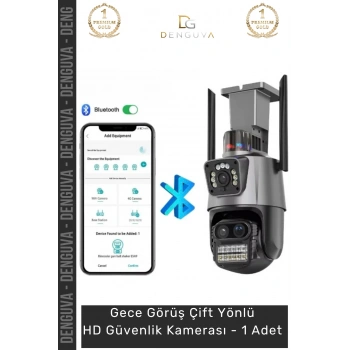 #GüvenlikKamerası 3 Lens Wi Fi IP66 Gece Görüşlü 2 4GHz Çift Ekranlı Hareket Sensörlü HD Güvenlik Kamerası