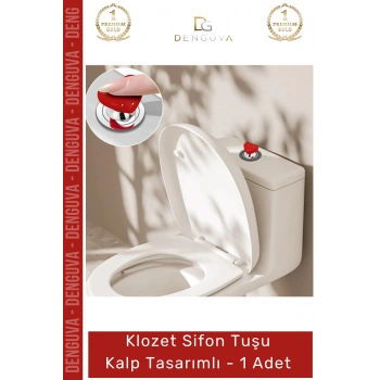 #SifonTuşu Estetik Banyo Aksesuarı Modern Dekoratif Pratik Sifon Klozet Sifon Tuşu Kalp Tasarımlı - 1 Adet