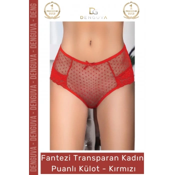 #FanteziKülot Şık Transparan Cesur Genç Dinamik Rahat Yerli Üretim İç Giyim Kırmızı Kadın Puanlı Külot