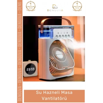 #Vantilatör Buharlı Soğutucu Hava Nemlendirici USB Taşınabilir Sessiz Ofis Su Hazneli Masa Vantilatör - 1 Adet