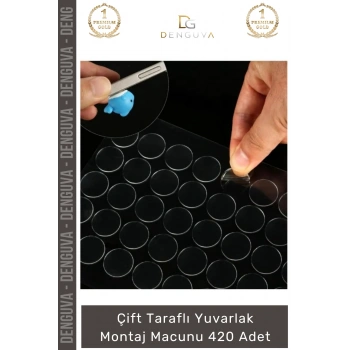 #Bant Nano Şeffaf Çift Taraflı Yapışkan Yuvarlak Akrilik Poster TakÇıkar 420 Adet Montaj Macun