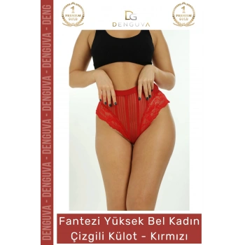 #FanteziKülot Yüksek Bel Seksi Şık Rahat Genç Dinamik Veronica Yerel Moda Kırmızı Kadın Çizgili Külot