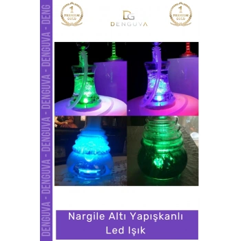 #Led 6 cm 3 Modlu Dekoratif Cam Taban Aydınlatma Ekipmanı Nargile Altı Yapışkanlı Led Işık
