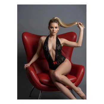 #BabydollSistina 923 Serisi Esnek Şık Kaliteli Zarif Fantezi Giyim Görünüm Siyah Dantel Bodysuit
