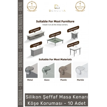 #KöşeKoruma Bebek Çocuk Güvenlik Şeffaf Silikon Mobilya Koruyucu Masa Kenarı Köşe Koruması - 10 Adet