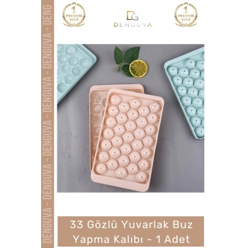 #BuzKalıbı Modern Estetik Mutfak Kapaklı Pratik Buz Küresi Aparatı Yuvarlak Buz Yapma Kalıbı 33 Gözlü - 1 Adet