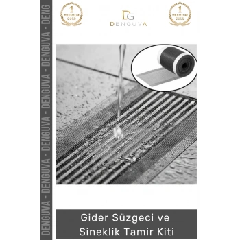#GiderSüzgeci Banyo Mutfak Zemin Drenaj Filtre Saç Gider Süzgeci Sineklik 12 cm 4 Metre Tamir Kiti