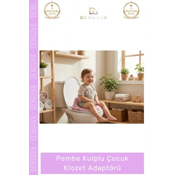 #ÇocukKlozet Ergonomik Güvenli Hijyenik Kaymaz Tuvalet Eğitimi Pembe Kulplu Çocuk Klozet Adaptörü