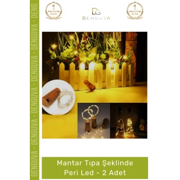 #Led Gün Işığı Dekoratif Şişe İçi Pilli Şık Ambiyans Işık Mantar Tıpa Şeklinde Peri Led - 2 Adet