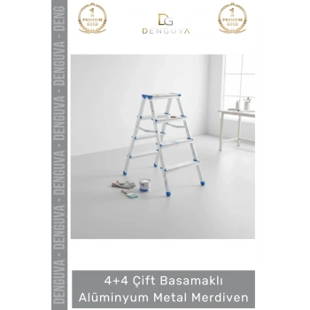 #Merdiven Dayanıklı Hafif Katlanabilir 92 cm Çift Yön 4+4 Çift Basamaklı Alüminyum Metal Merdiven