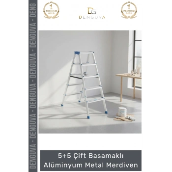 #Merdiven Sağlam Dayanıklı Katlanabilir Hafif Pratik 5+5 Çift Basamaklı Alüminyum Metal Merdiven
