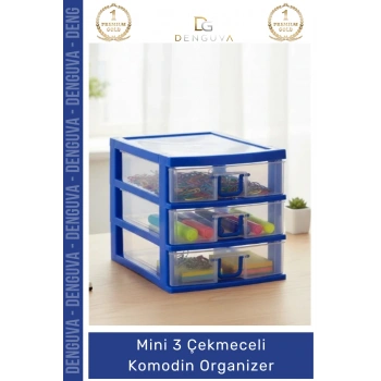 #Çekmece Masa Üstü Ofis Makyaj Takı Şeffaf Plastik Masaüstü Mini 3 Çekmeceli Komodin Organizer - 1 Adet