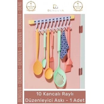 #Askı Dolap İçi Pratik Askılık Organizer 10 Kancalı Raylı Mutfak Banyo Düzenleyici Askı