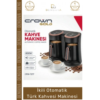 #KahveMakinesi Crown Közde Pişirme Köpüklü Tasarım Şık 800W Siyah Gold İkili Otomatik Türk Kahve Makinesi