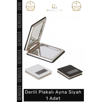 #Ayna Modern Tasarım Lüks Dekoratif Estetik Siyah Deri Kaplama Ev Derili Plakalı Ayna Siyah - 1 Adet