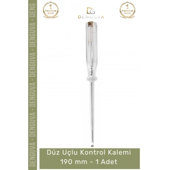 #KontrolKalemi Profesyonel Elektrikçi Tornavida İzoleli Gerilim Testi Düz Uçlu Kontrol Kalemi 190 mm - 1 Adet