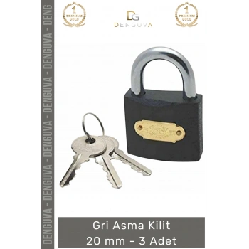 #AsmaKilit Dayanıklı Çelik Kompakt Güvenlikli Korozyon Önleyici Profesyonel Gri Asma Kilit 20 mm - 3 Adet
