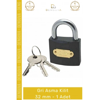 #AsmaKilit Çelik Gövde Güvenli Sağlam Dayanıklı Paslanmaz Hırsızlığa Karşı Gri Asma Kilit 32 mm - 1 Adet