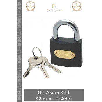 #AsmaKilit Çelik Gövde Güvenli Sağlam Dayanıklı Paslanmaz Hırsızlığa Karşı Gri Asma Kilit 32 mm - 3 Adet