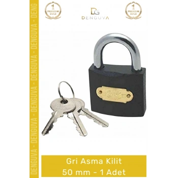 #AsmaKilit Güvenlikli Dayanıklı Çelik Gövde Paslanmaz Profesyonel Dış Mekan Gri Asma Kilit 50 mm - 1 Adet
