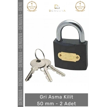#AsmaKilit Güvenlikli Dayanıklı Çelik Gövde Paslanmaz Profesyonel Dış Mekan Gri Asma Kilit 50 mm - 2 Adet