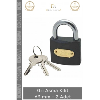#AsmaKilit Çelik Gövde Yüksek Güvenlikli Dayanıklı Profesyonel Sağlam Sert Gri Asma Kilit 63 mm - 2 Adet