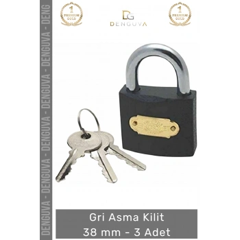 #AsmaKilit Paslanmaz Çelik Gövde Darbelere Dayanıklı Yüksek Güvenlik Profesyonel Gri Asma Kilit 38 mm - 3 Adet