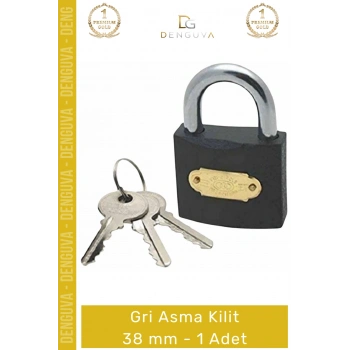 #AsmaKilit Paslanmaz Çelik Gövde Darbelere Dayanıklı Yüksek Güvenlik Profesyonel Gri Asma Kilit 38 mm - 1 Adet