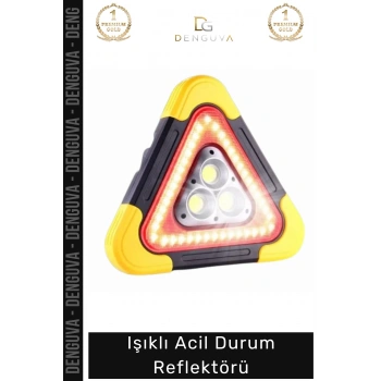 #Reflektör Solar LED Güneş Panelli Powerbank Şarjlı Katlanabilir Trafik Işıklı Acil Durum Reflektör