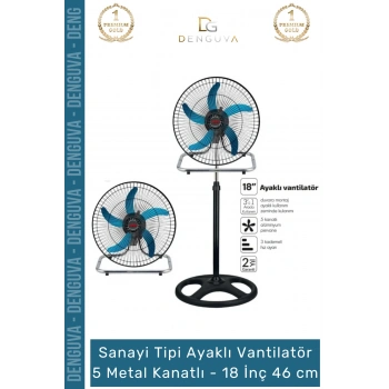 #Vantilatör Sanayi Tipi Vantilatör 80W Ayaklı Duvar Yer Tipi Serinletici Metal Kanatlı 18 İnç 46 cm