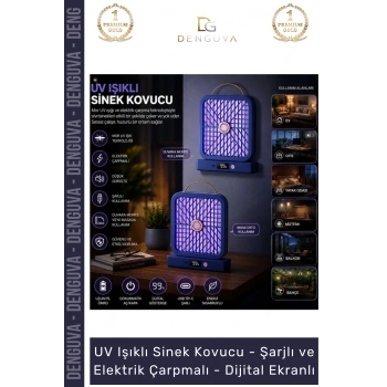 #SinekKouvucu Sinek Kovucu Mor UV Işık Şarjlı Taşınabilir Haşere Elektrik Çarpmalı Dijital Ekranlı
