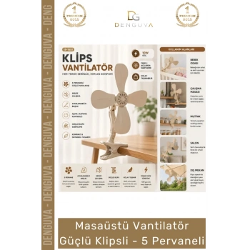 #Vantilatör Masaüstü Sessiz Portatif Tasarruflu Esnek Başlıklı Soğutucu Güçlü Klipsli 5 Pervaneli