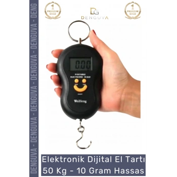 #Tartı Dijital El Kantarı LCD Ekran Portatif Kancalı Pratik 50 Kg Terazi Tartı 10 Gram Hassas - 1 Adet