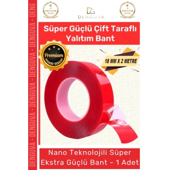 #Bant Çift Taraflı Akrilik Silikonize Şeffaf Güçlü Yapışkanlı Montaj Bant 18 mm x 2 metre - 1 Adet