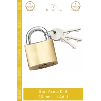 #AsmaKilit Pirinç Gövde Yüksek Güvenlikli Dayanıklı Çelik Kanca Küçük Boyut Sarı Asma Kilit 20 mm - 1 Adet