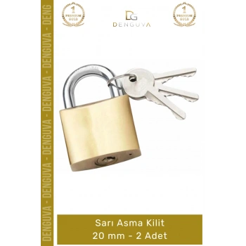 #AsmaKilit Pirinç Gövde Yüksek Güvenlikli Dayanıklı Çelik Kanca Küçük Boyut Sarı Asma Kilit 20 mm - 2 Adet