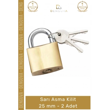 #AsmaKilit Profesyonel Paslanmaz Pirinç Gövde Güçlendirilmiş Çelik Halka Sarı Asma Kilit 25 mm - 2 Adet
